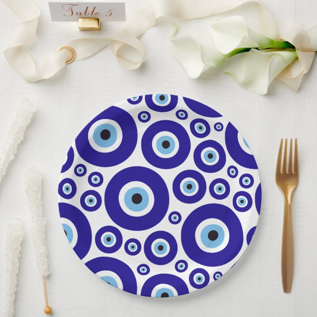 Evil Eye Pattern, Greek Eye, Turkish Eye, Nazar Paper Plates (Wedding)