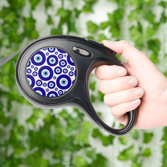 Evil Eye Pattern, Greek Eye, Turkish Eye, Nazar Retractable Pet Leash (Hand)