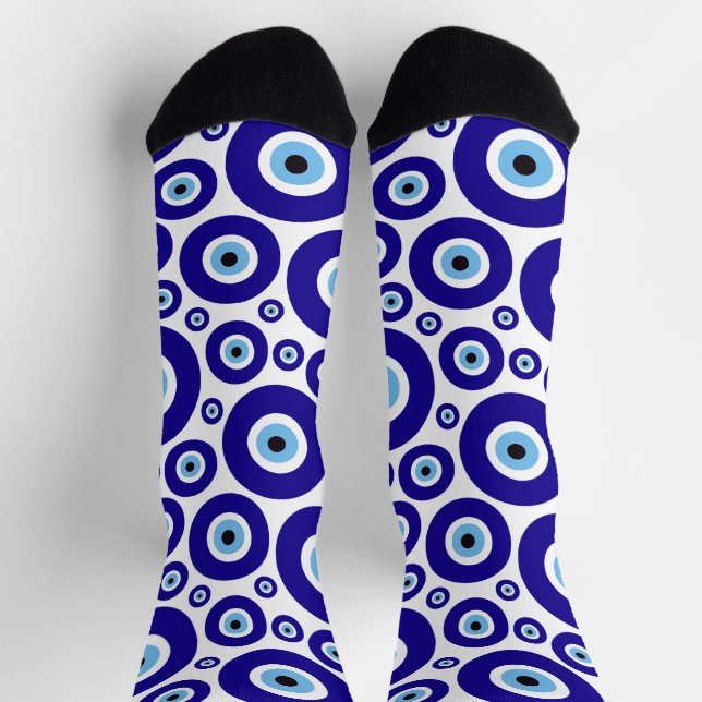 Evil Eye Pattern, Greek Eye, Turkish Eye, Nazar Socks (Top)