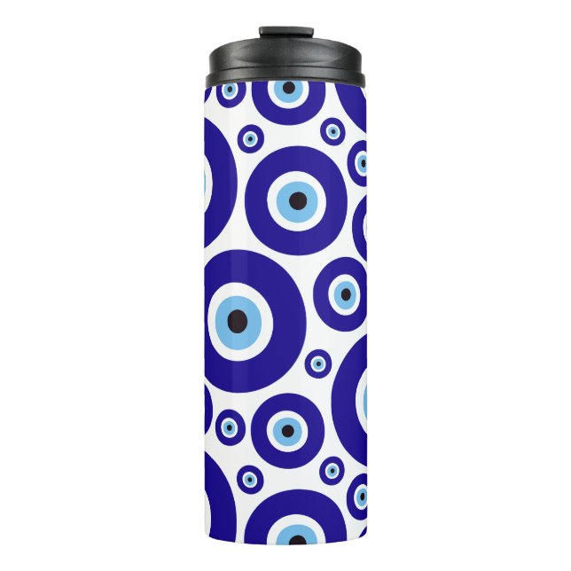 Evil Eye Pattern, Greek Eye, Turkish Eye, Nazar Thermal Tumbler (Front)