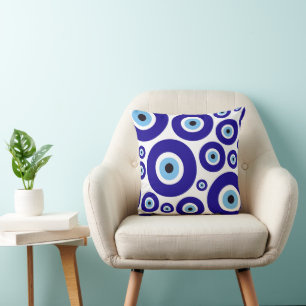 Evil Eye Pattern, Greek Eye, Turkish Eye, Nazar Throw Pillow