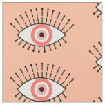 Evil Eye Pattern in Coral Pink and White Fabric