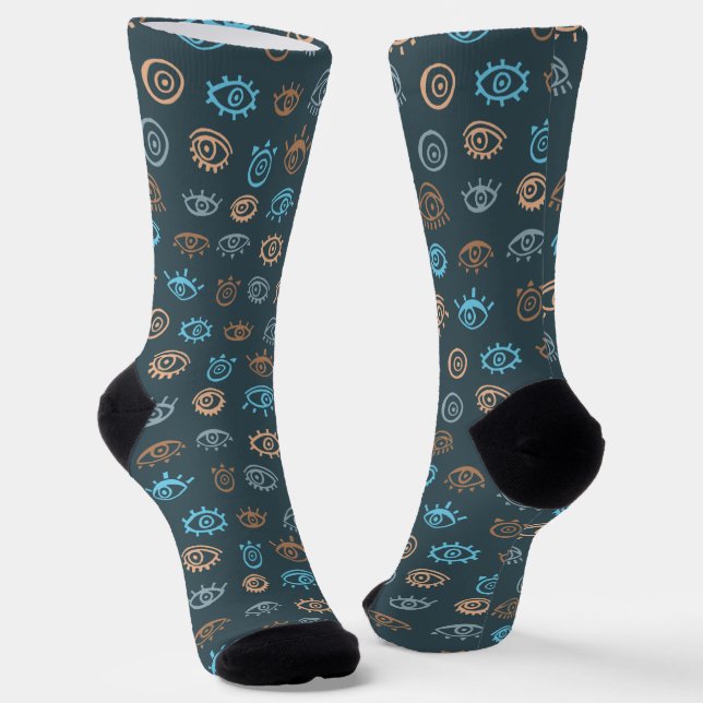 Evil Eye Pattern Socks (Angled)