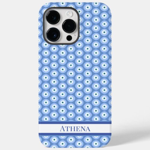 Evil Eye Pattern Soft Blue Name Greek Amulet  Case_Mate iPhone 14 Pro Max Case