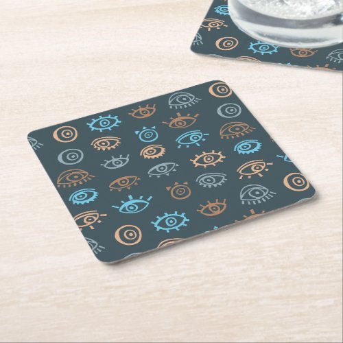 Evil Eye Pattern Square Paper Coaster