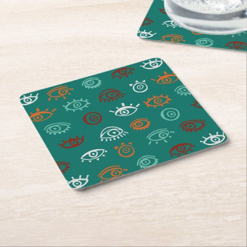 Evil Eye Pattern Square Paper Coaster