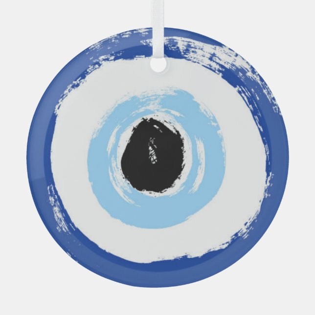  Evil Eye Printed Round Glass Hanging Ornament (Front)