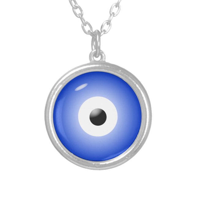 Evil Eye Protection amulet Silver Plated Necklace (Front)