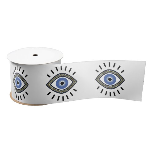 Evil eye protection bead amulet blue eye satin ribbon