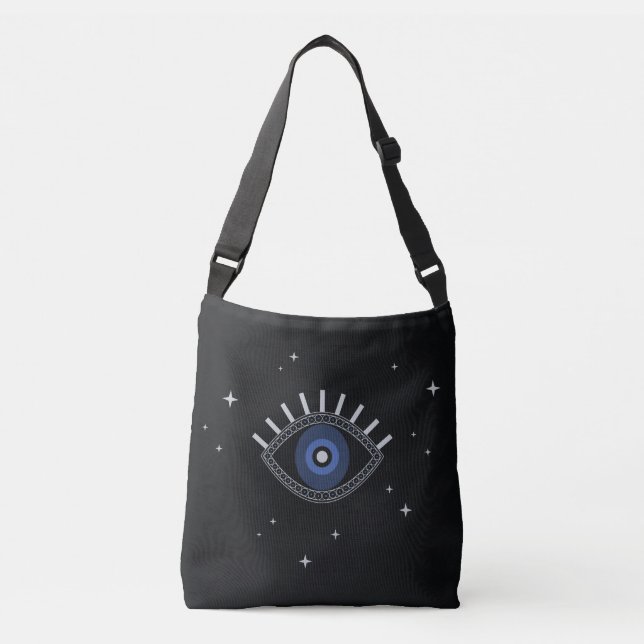 Evil eye protection blue eye talisman symbol crossbody bag (Front)