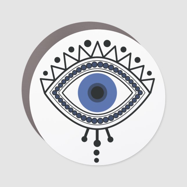 Evil eye protection ethnic talisman blue eye car magnet (Front)