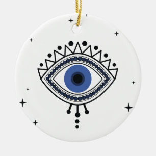 Evil eye protection ethnic talisman magic blue eye ceramic ornament