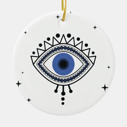 Evil eye protection ethnic talisman magic blue eye ceramic ornament