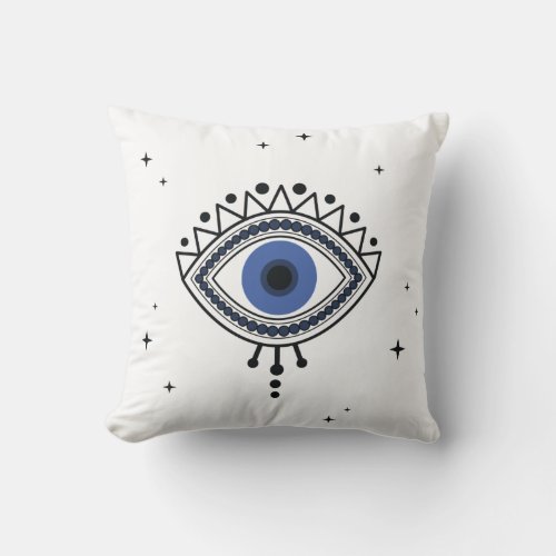 Evil eye protection ethnic talisman magic blue eye throw pillow