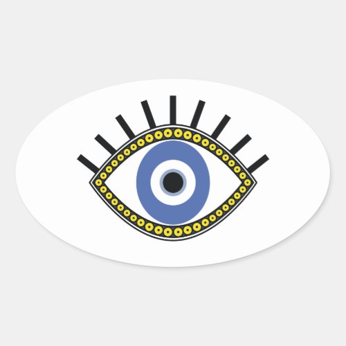 Evil eye protection ethnic talisman symbol oval sticker
