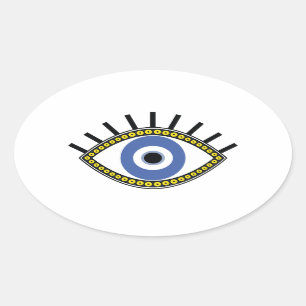 Evil eye protection ethnic talisman symbol oval sticker