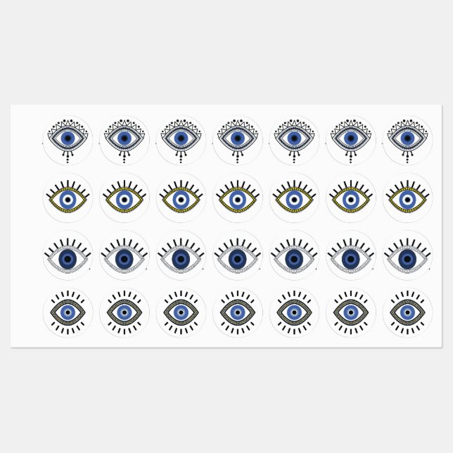 Evil eye protection, greece blue eye amulet kids' labels (Sheet)