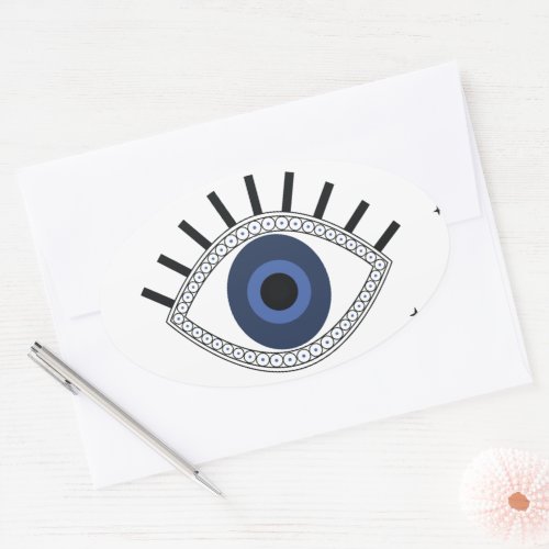 Evil Eye protection greek blue eye Oval Sticker