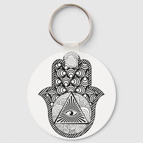 Evil Eye Protection Hamsa Button Keychain