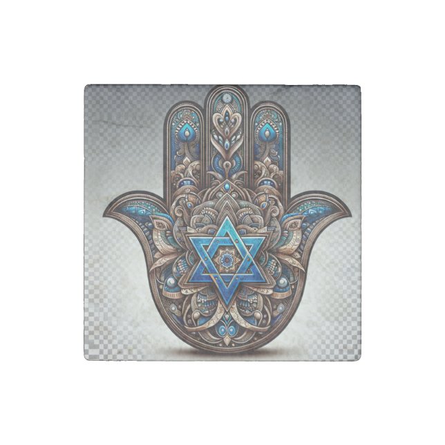 Evil Eye Protection, Hamsa Stone Magnet (Front)