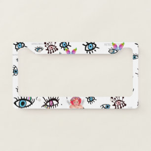 Evil Eye Protection License plate from with angels Frame