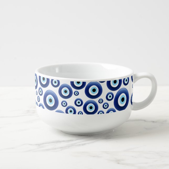 Evil Eye Protection Mediterranean Soup Mug (Left)