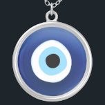 Evil Eye Protection necklace<br><div class="desc">Protect yourself from the evil eye by wearing this Mediterranean blue eye amulet (Greek Mati / Turkish "Nazar Boncugu") silver necklace / lucky charm.</div>