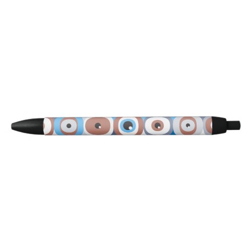 Evil Eye protection pattern terracotta and blues Black Ink Pen