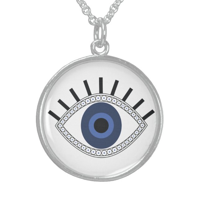 Evil Eye protection Sterling Silver Necklace (Front)