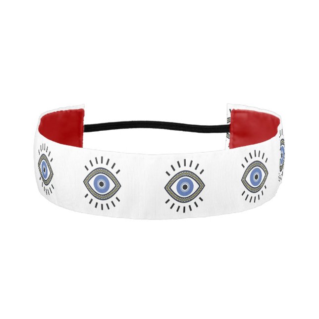 Evil eye protection symbol, blue eye  athletic headband (Front)