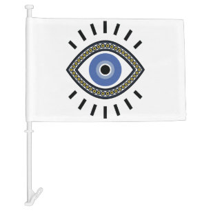 Evil eye protection symbol, blue eye car flag