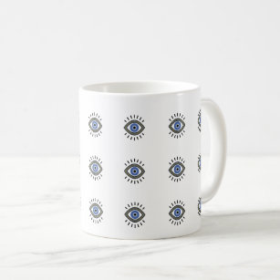 Evil eye protection symbol, blue eye coffee mug