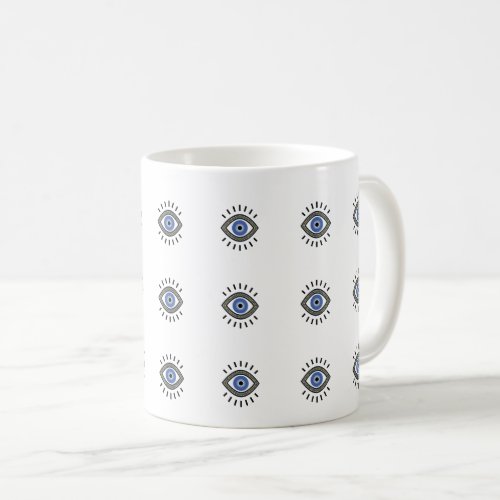 Evil eye protection symbol blue eye coffee mug