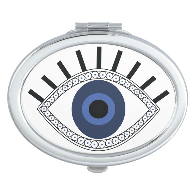 Evil eye protection symbol, blue eye  compact mirror (Front)