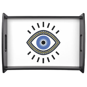 Evil eye protection symbol,greek blue eye serving tray