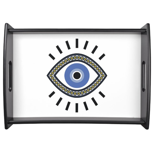 Evil eye protection symbol,greek blue eye serving tray (Front)