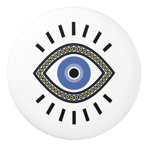 Evil eye protection talisman greek blue eye  ceramic knob