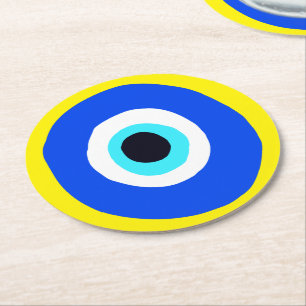 Evil Eye Protector From Evil Lucky Charm Round Paper Coaster