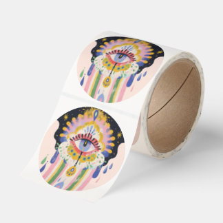Evil Eye Rainbow Drip Protection Charm Classic Round Sticker