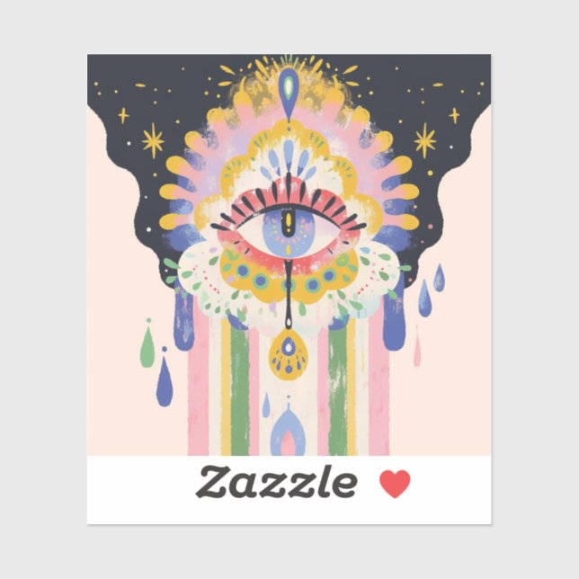 Evil Eye Rainbow Drip Protection Charm Sticker (Sheet)