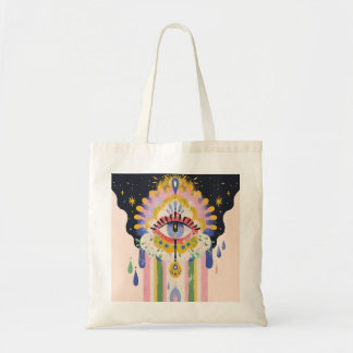 Evil Eye Rainbow Drip Protection Charm Tote Bag