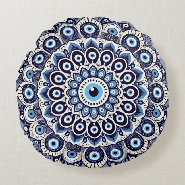 Evil eye round pillow (Front)