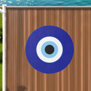 Evil Eye Rug - Blue Circles Nazar Round Carpet