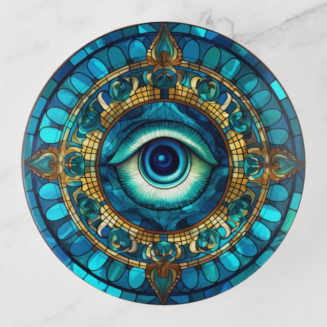 Evil Eye Sandstone Coaster Trinket Tray (Front)