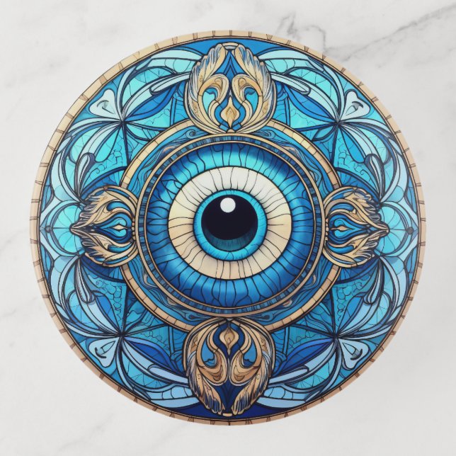 Evil Eye Sandstone Coaster Trinket Tray (Front)
