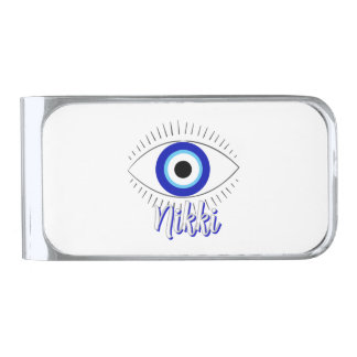 evil eye silver finish money clip