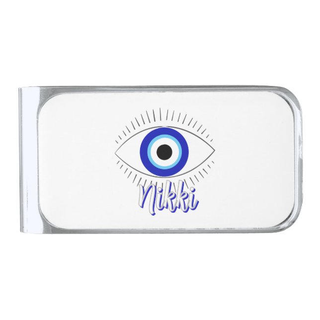 evil eye  silver finish money clip (Front)
