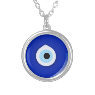 Evil Eye Silver Plated Round Necklace