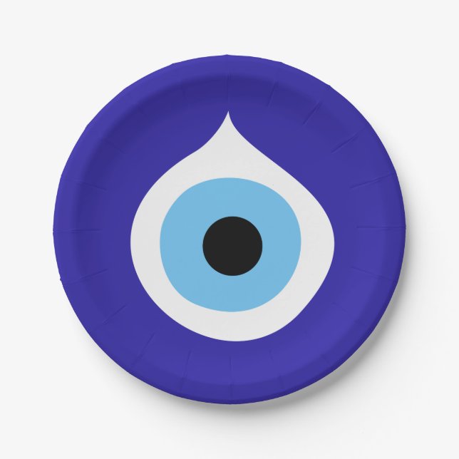 evil eye symbol ancient nazar fatima talisman char paper plates (Front)