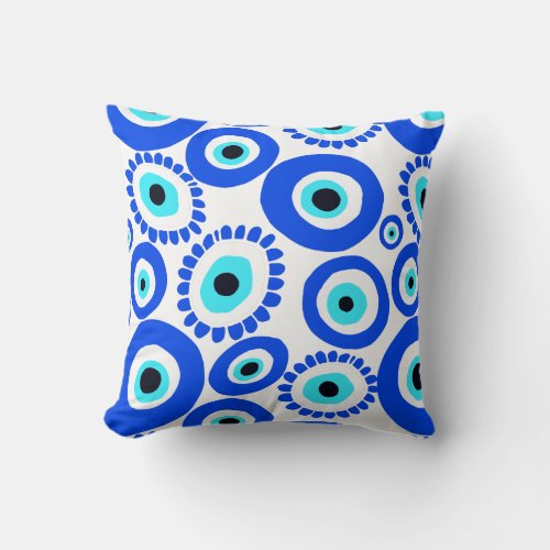 Evil Eye Symbol Brightly Coloured Throw Pillow